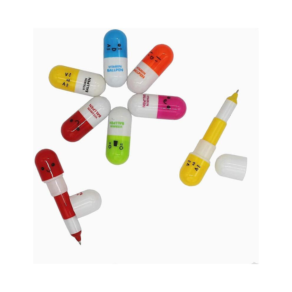 6 vitamin pill ballpoint pen cute cartoon retractable ballpoint pen children smiley face ballpoint pen