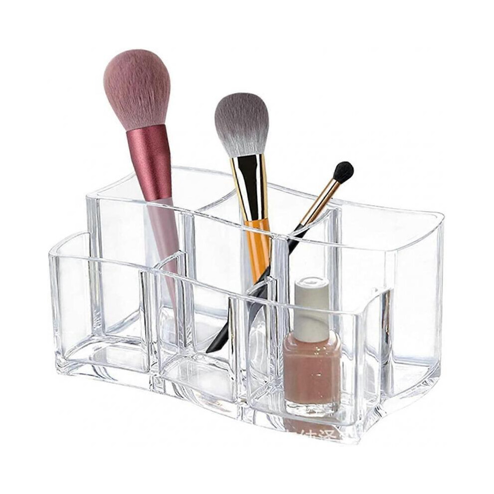 Clear Makeup Brush Holder Organizer, 6 Slot Acrylic Cosmetic Brushes Storage Makeup Brush Holder Organizer