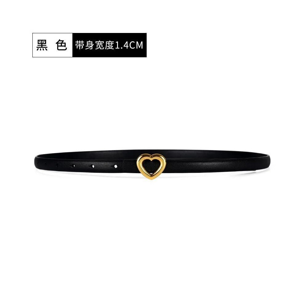 (Black Heart Strap)Ceinture femme en cuir premium avec boucle diamant idéale pour style robe et blazer