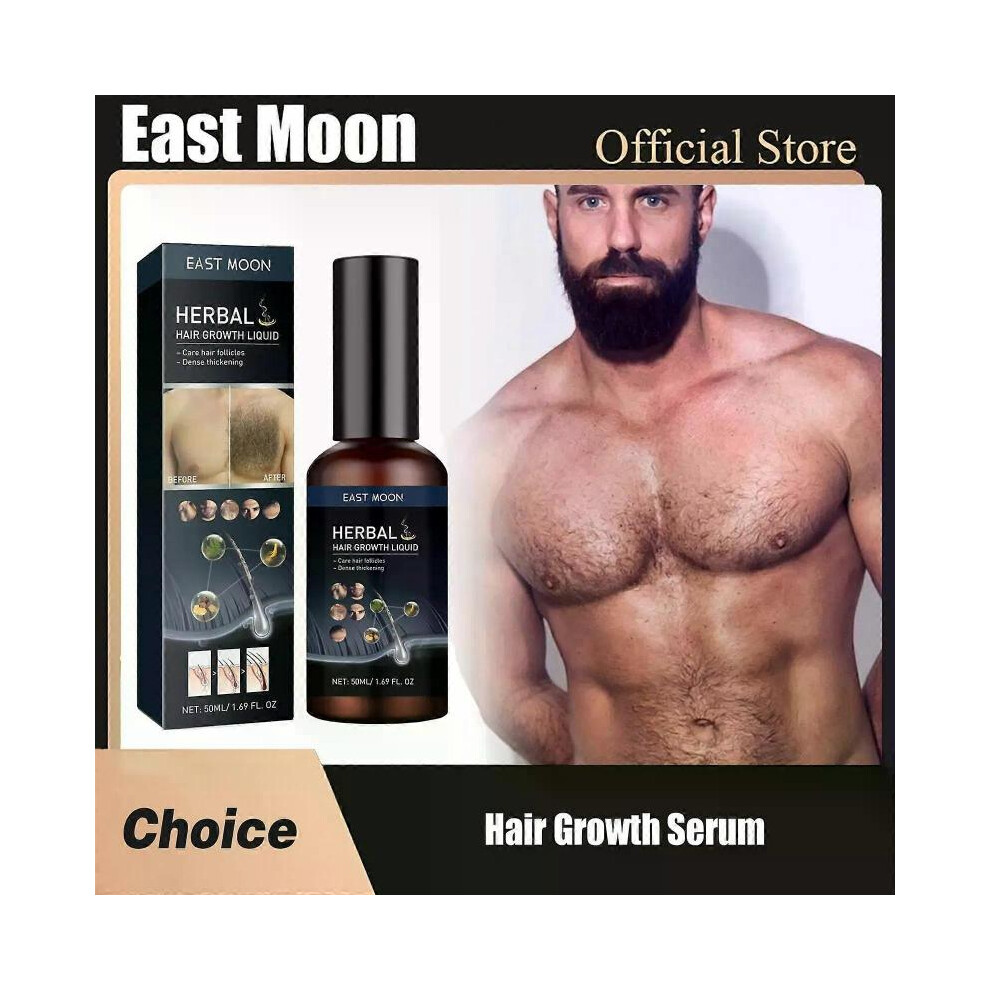 Hair Growth Serum Chest Body Hair Mustache Regrowth Longer Thicker Hair Thinning Treatment Moisture Nourish Beard Growth Spray