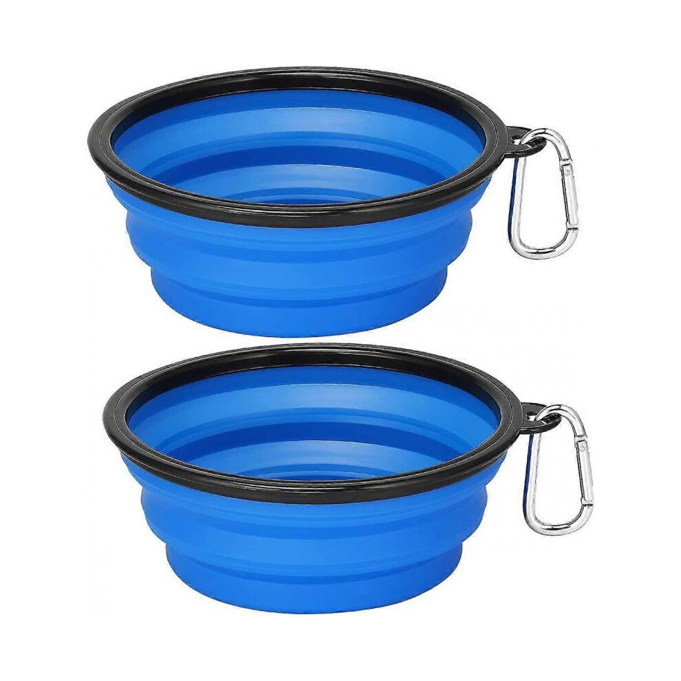 Large Collapsible Dog Bowls 2 Pack, 34oz Portable Dog Water Food Bowl with Carabiner, Pet Cat Feeding Cup Dish