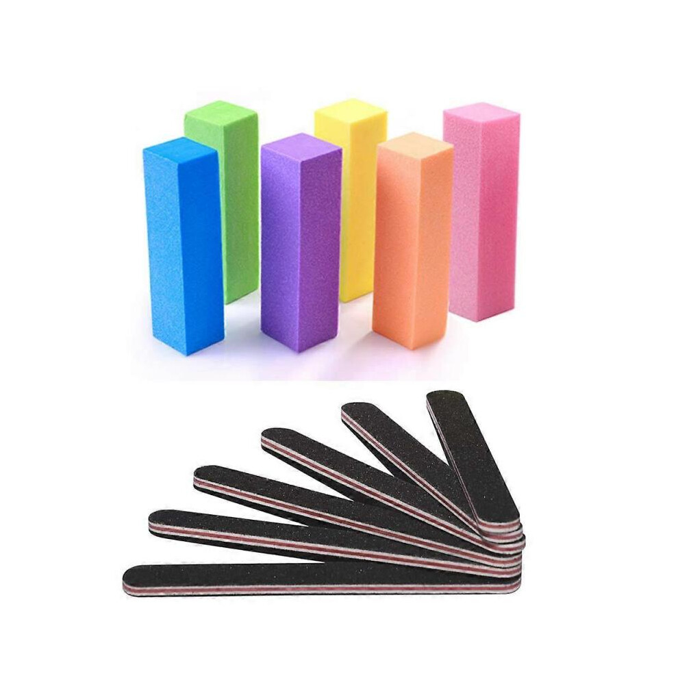 Nail Files and Buffer, Professional Manicure Tools Kit Rectangular Art Care Buffer Block Tools 100/180 Grit 12Pcs(Black)