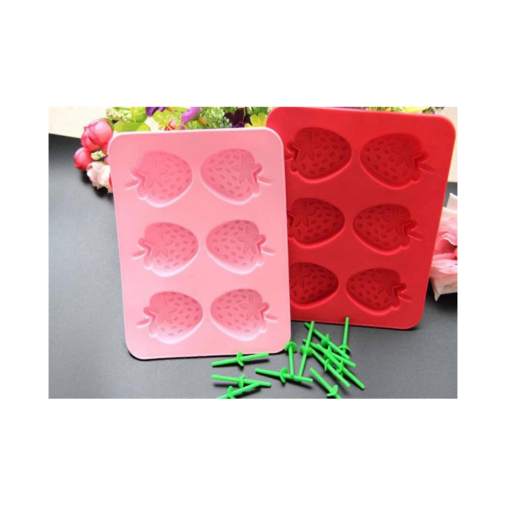 Silicone Strawberry Shape Mold, Soap Bar Party Drink Mold, Pink, Red