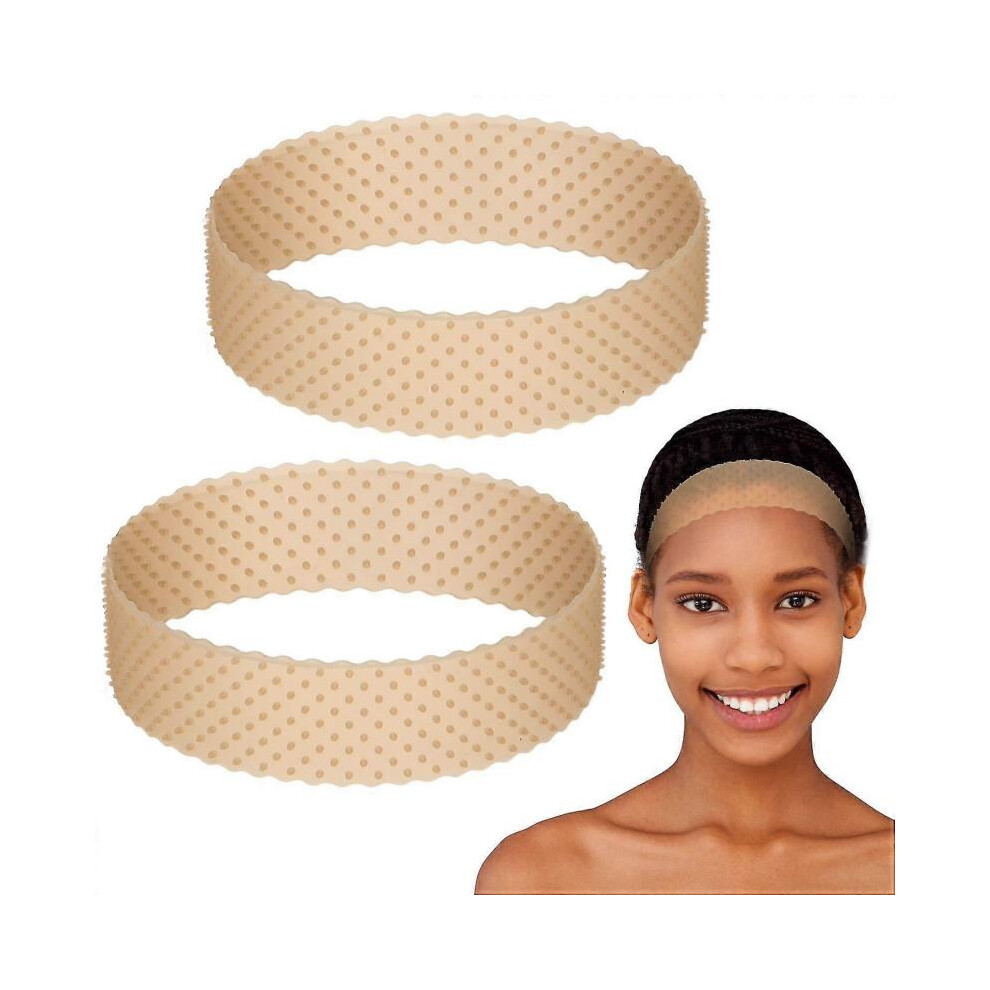 Light/Brown 2 Pieces Silicone Grip Wig Band Adjustable Silicone Wig Headband Fix Non-Slip Wig Bands Seamless Wig Band Wig Grip Band