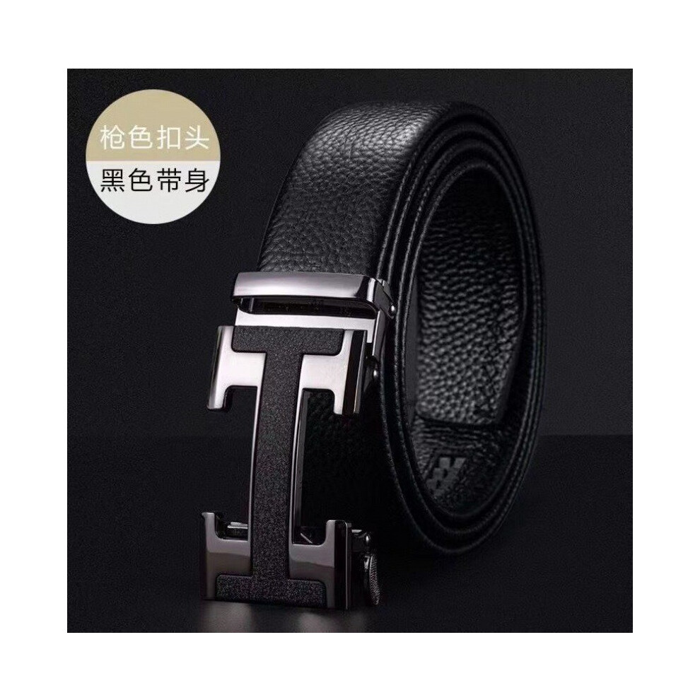 (StyleKKKK)Ceinture pantalon en cuir à boucle automatique pour homme à la mode design texturé unique idéal pour la jeunesse style moderne