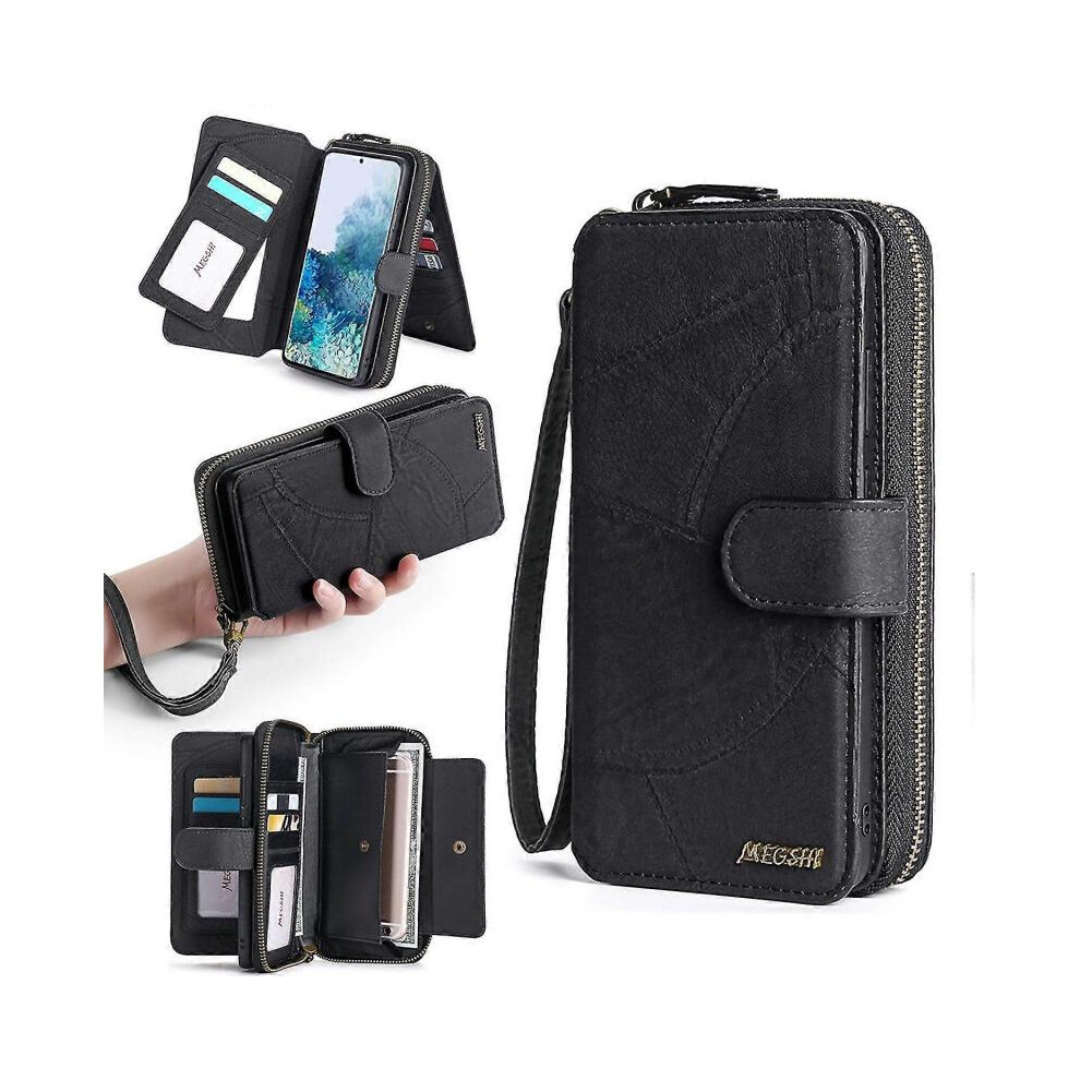 (, For Iphone14promax) Magnetic Leather Wallet Case Multifunction Phone Protective Case For Iphone Black 5004229701019