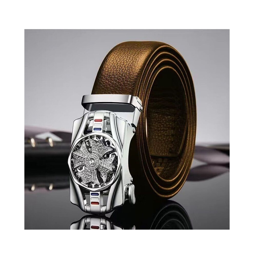 (StyleNN)Ceinture pantalon en cuir à boucle automatique pour homme à la mode design texturé unique idéal pour la jeunesse style moderne