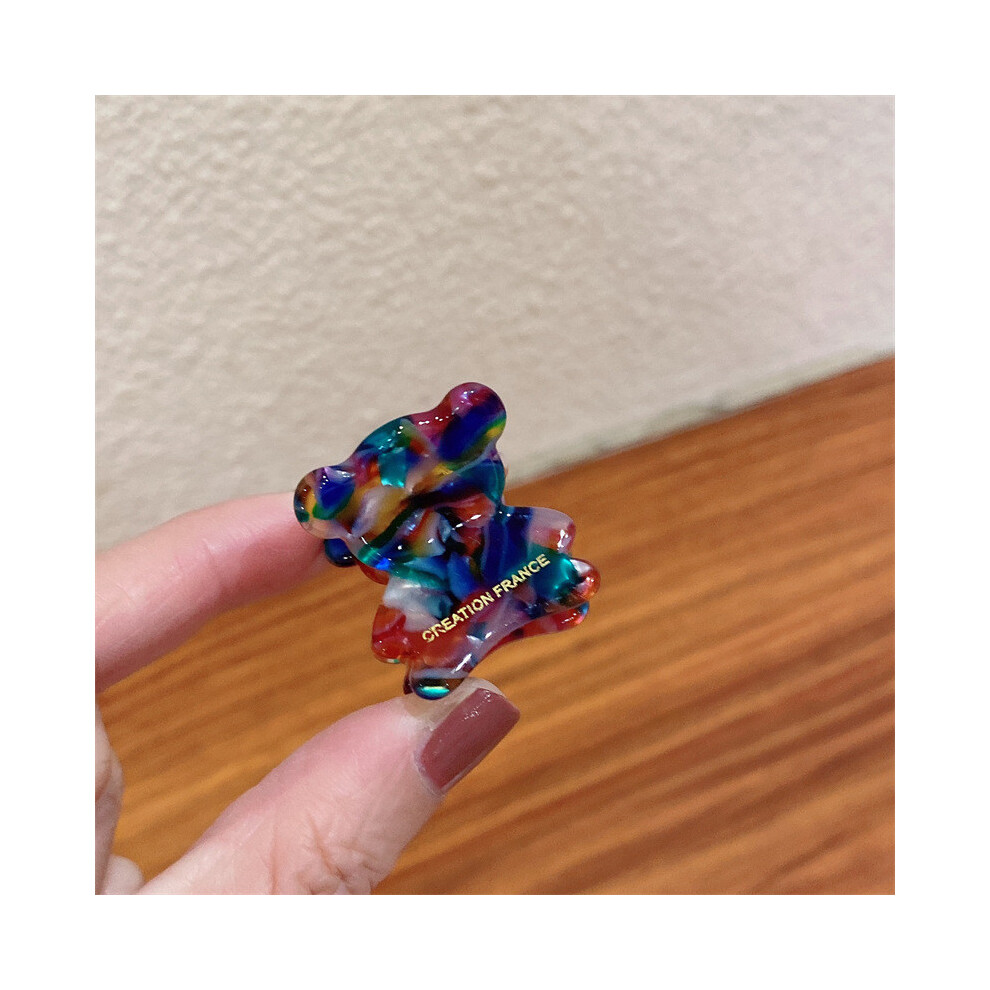 (Rainbow Black Clip)Ravissant ancien mini pince griffe ours accessoire cheveux acétate coloré pour femme