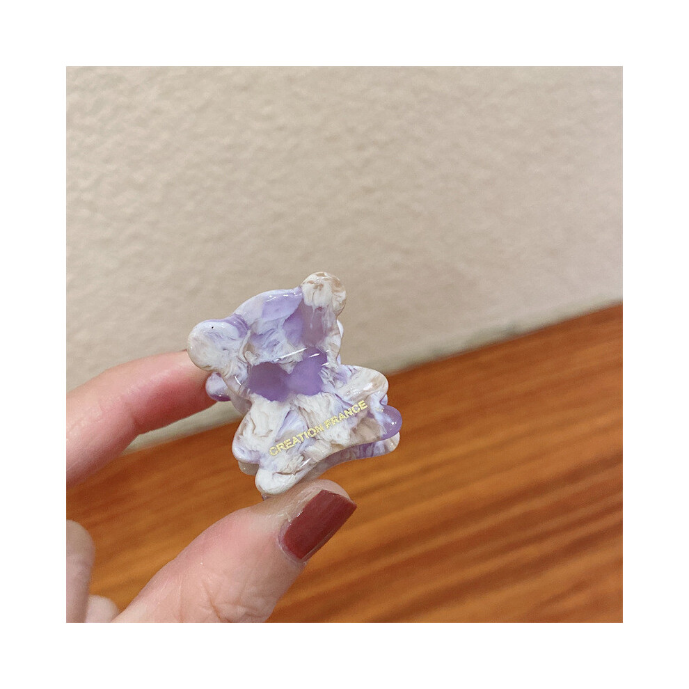 (Taro Purple Clip)Ravissante mini pince griffe ours vintage accessoire cheveux acétate coloré femme pour