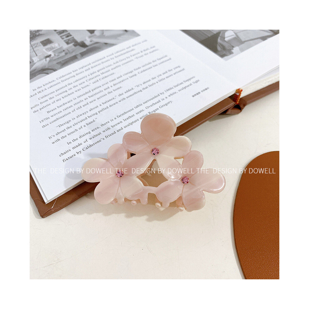 (Pink7.8cm)Superbe pince à cheveux fleur acétate pince à cheveux élégante strass accessoire cheveux pour un usage quotidien