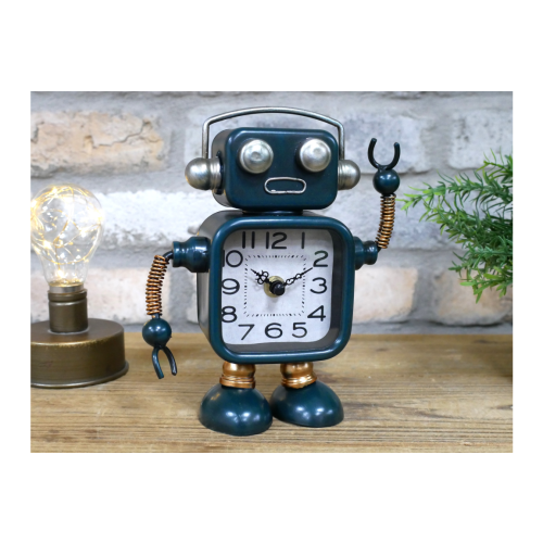Compact Robot Style Desk Bedroom Clock | Blue 2