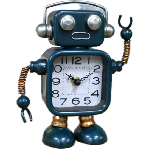 Compact Robot Style Desk Bedroom Clock | Blue
