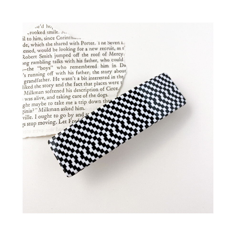 (Black White Check)Pince à Cheveux Printemps Acétate Tendance 85cm pour Femme Accessoire Cheveux Moderne Minimaliste