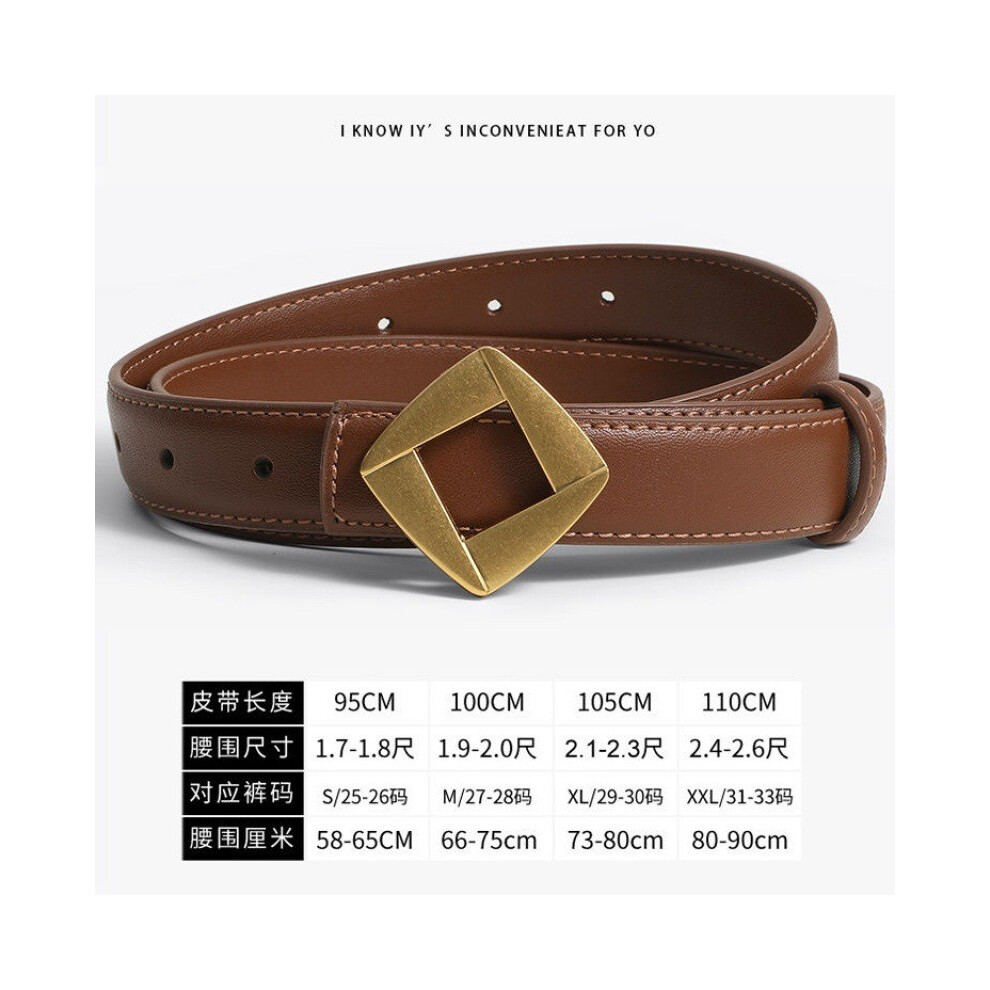 (Brown 110cm)Ceinture femme chic et simple taille pour jean noir design cuir premium