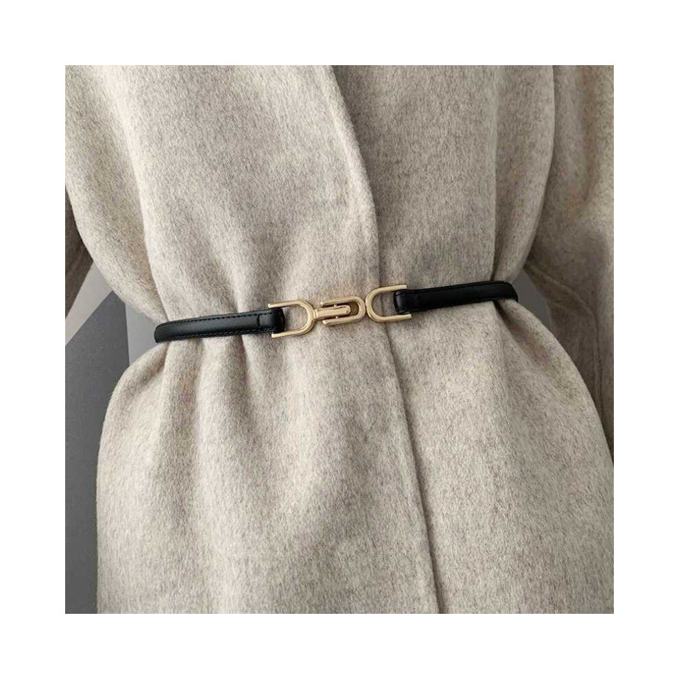 (Black Swing)Ceinture PU élégante polyvalente pour femme avec boucle lisse design pour paires de robes chics