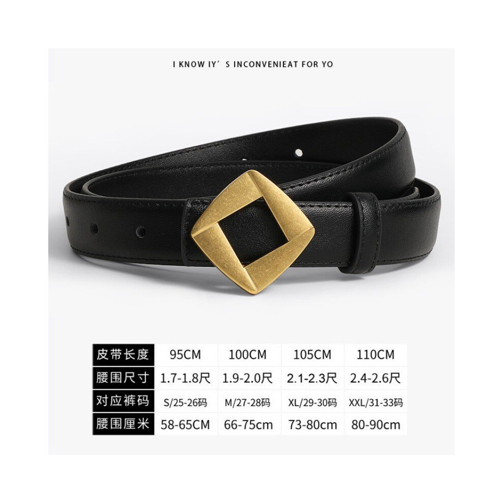 (Black 100cm)Ceinture femme chic et simple taille pour jean noir design premium cuir