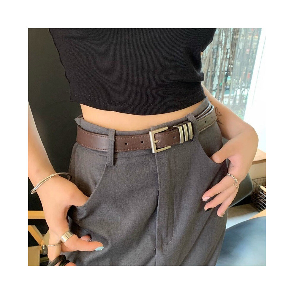 (Coffee)Ceinture PU polyvalente pour femme tendance style coréen pour combinaisons blazer et jean décontracté