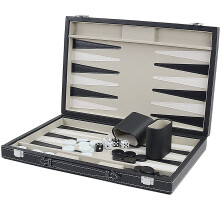 Backgammon Set 15 Inches Backgammon Sets for Adults Gray & Black Wooden Backgammon Board Game with Leather Case(Gray)