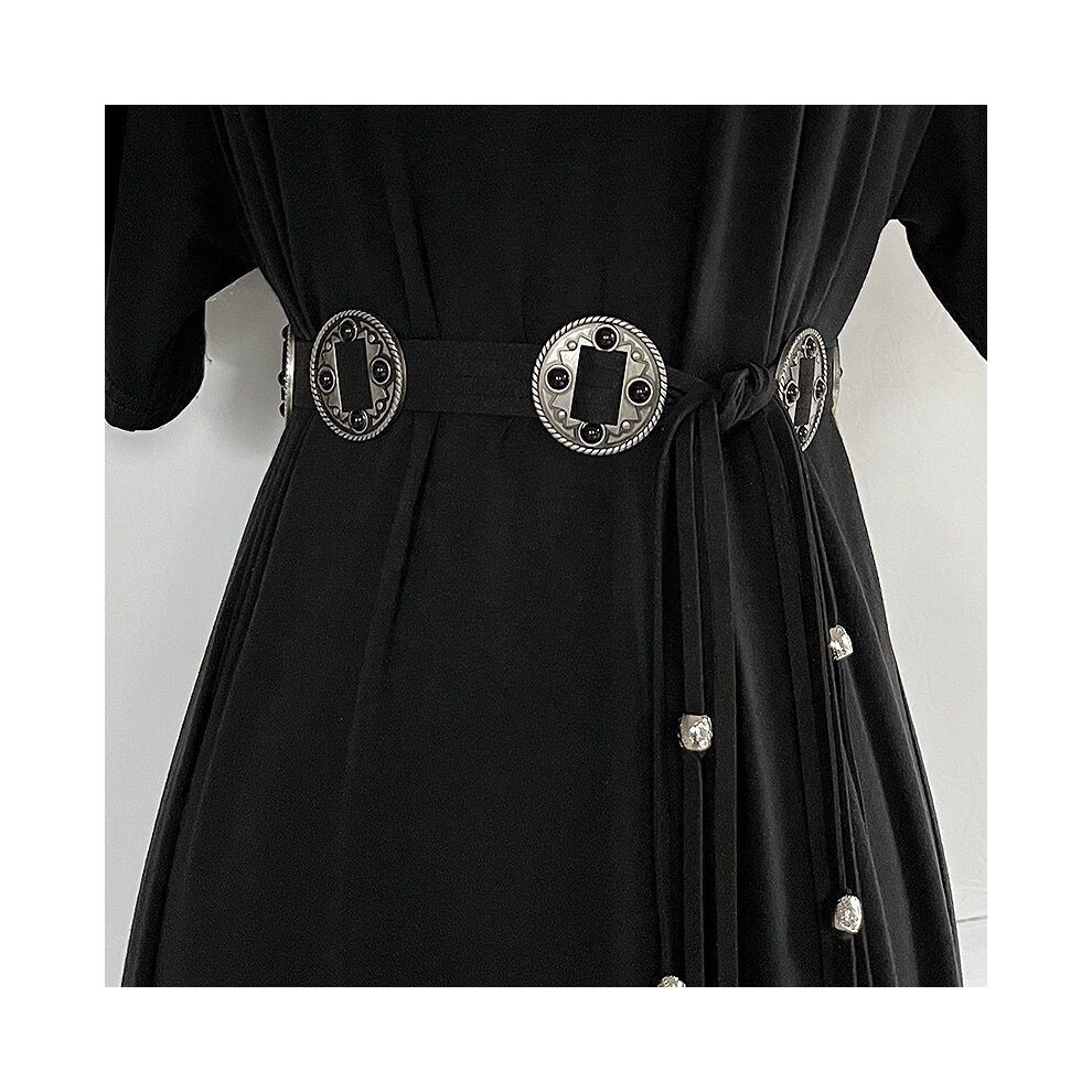 (Black Gem)Ceinture bohème vintage décorative pour femme avec jupe élégante et caractéristiques robe