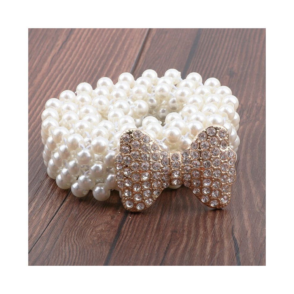 (Rhinestone Butterfly67cm Stret)Ceinture élégante fleur strass perle taille pour femme en couleur blanche polyvalente parfaite pour robes