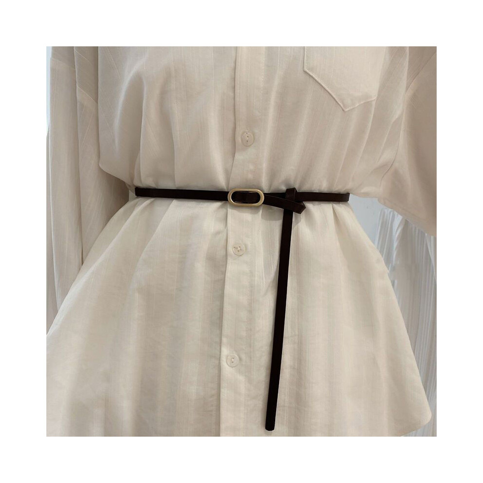(Oval Black)Ceinture PU polyvalente à la mode pour femmes pour robes et pulls dans les tons chic noir et camel