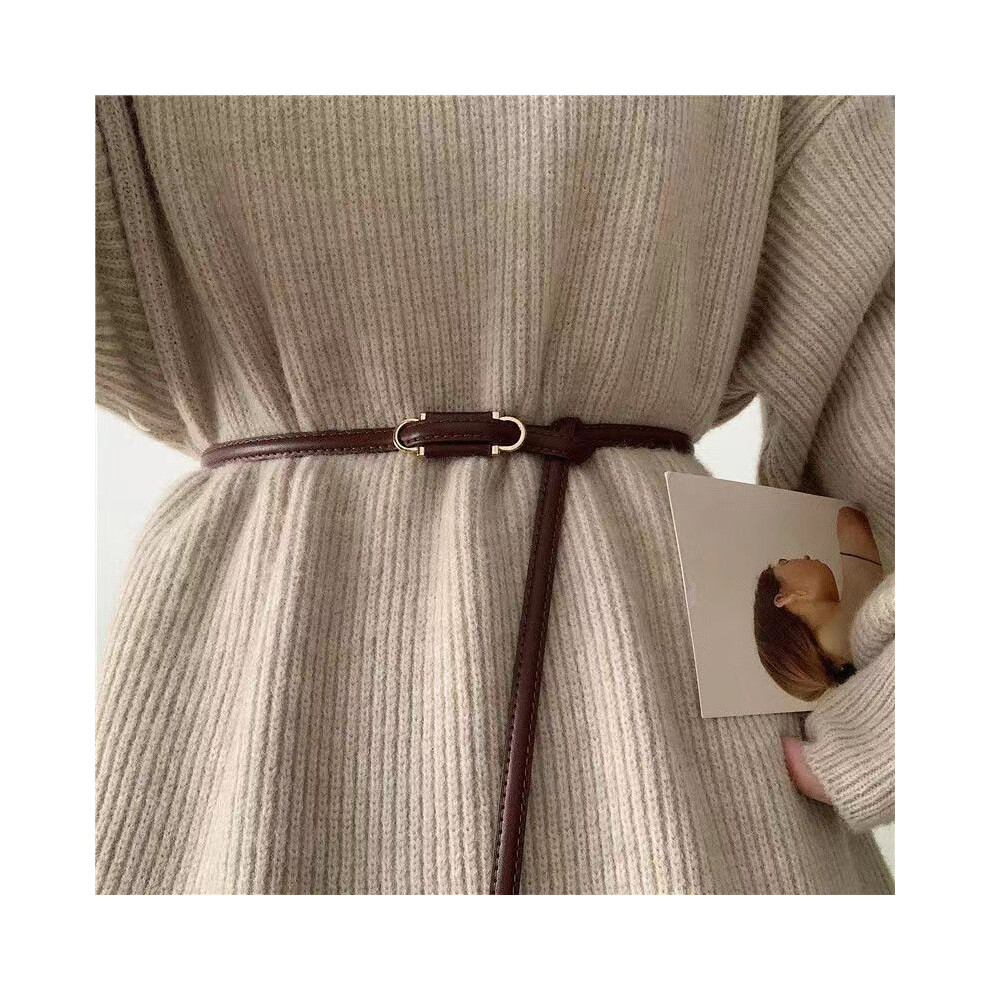 (XPBrown)Robe élégante nouée sans trou cuir souple mode tendance pull jean ceinture parfaite pour automne