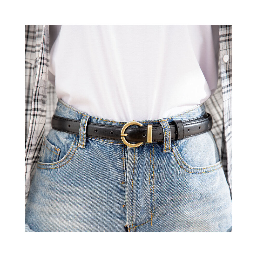 (Black)Denim noir femme Fashionforward avec ceinture élégante pour armoire automne élégante
