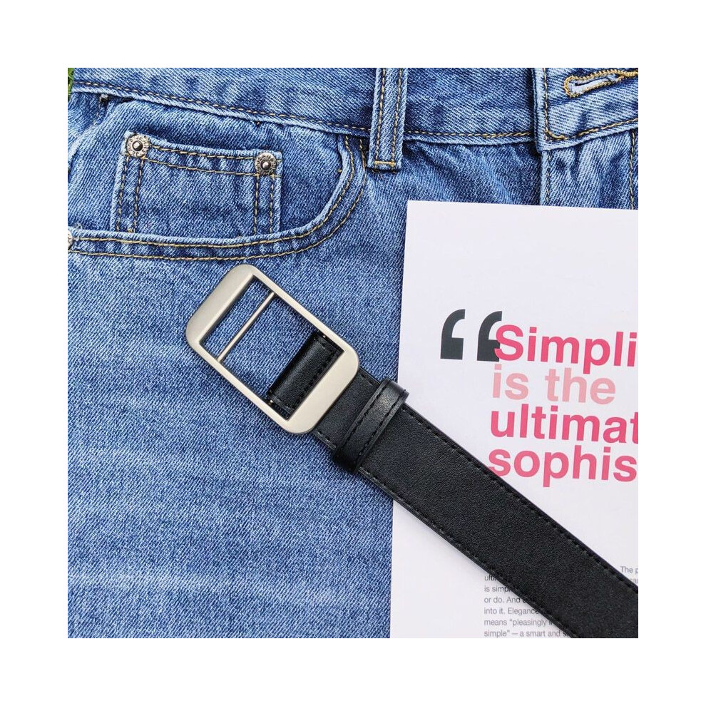 (Black)Jean élégant noir et café pu femme sans trou style simple polyvalent pour automne