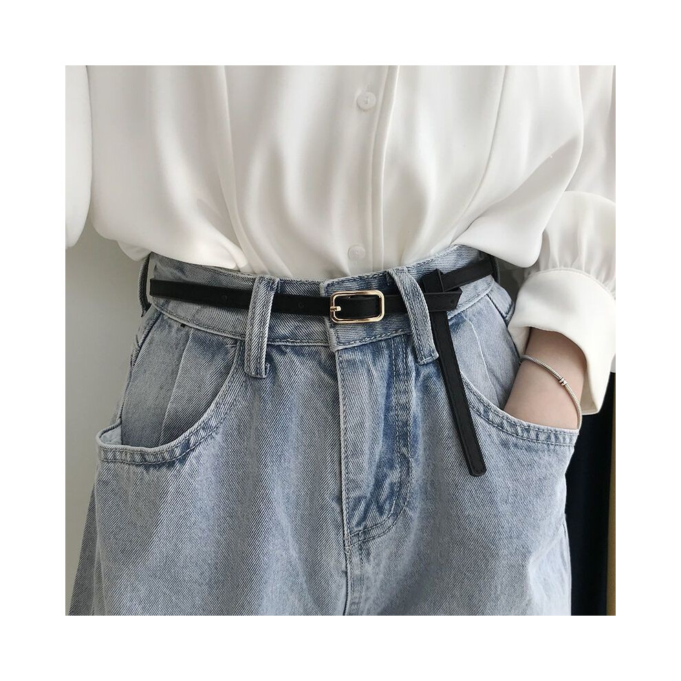 (Gold Black)Ceinture moderne femme boucle lisse taille fine pour robes chics et jeans décontractés