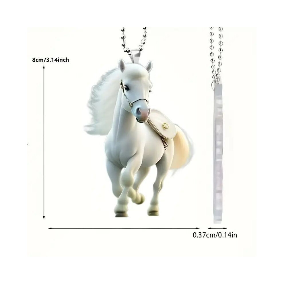 (1)Bel ornement de voiture à cheval blanc acrylique décoration tendance pour décoration intérieure de voiture