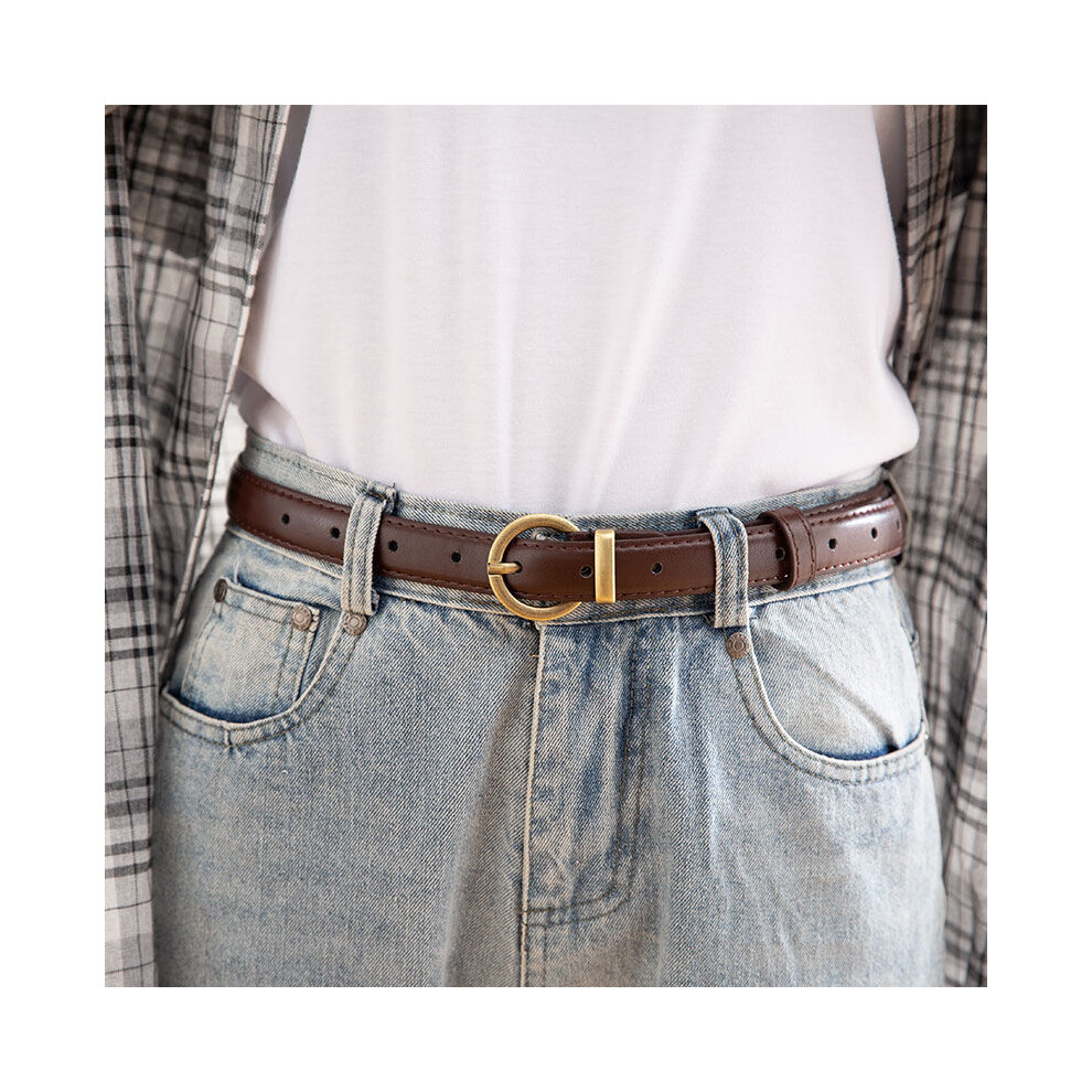 (Coffee)Denim noir femme Fashionforward avec ceinture élégante pour armoire élégante automne