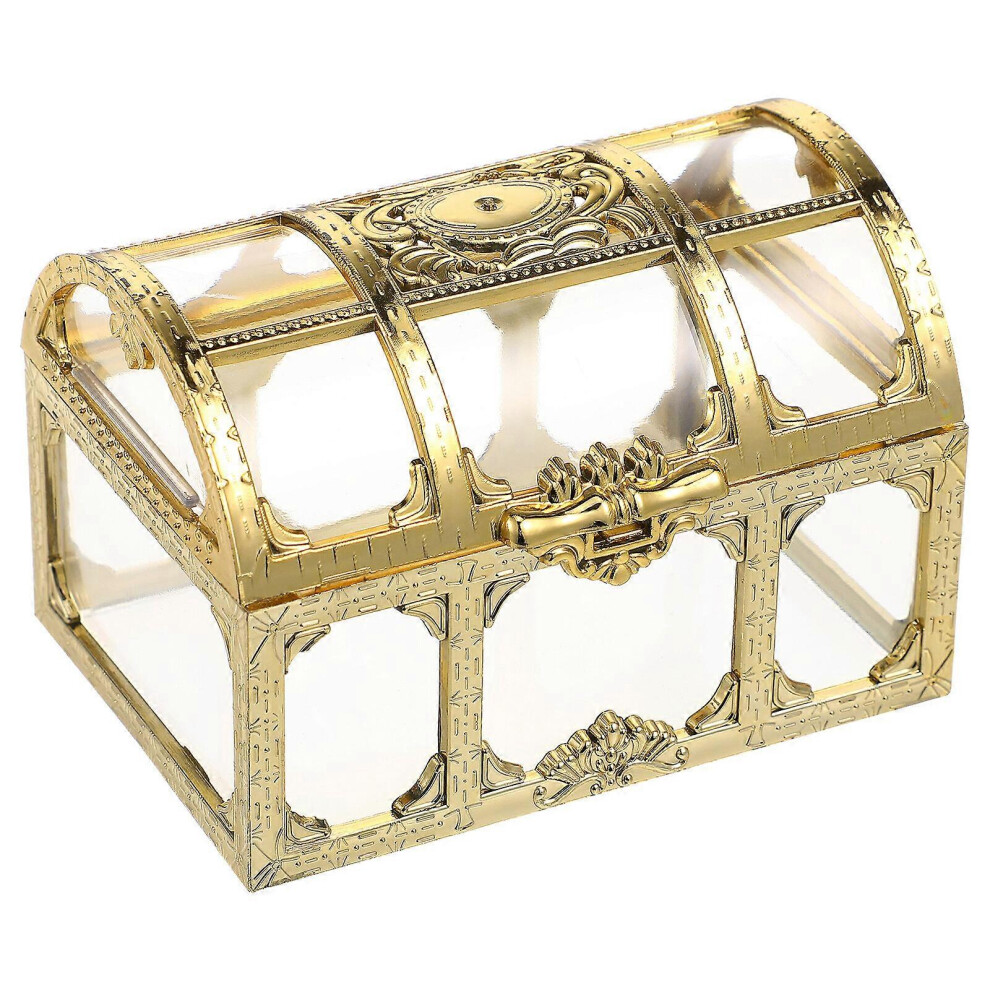 Kricely (As Show, One Size) Plastic Transparent Drawing Texture Pirate Treasure Box Crystal Jewelry Box Storage Organizer Trinket Keepsake Treasure Chest
