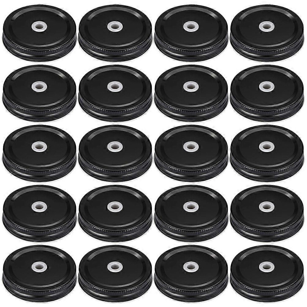 Kricely (As Show, One Size) 20 Pcs Mason Jar Lids Regular Mouth Mason Jar Sealing Lids Tinplate Lids With Straw Holes