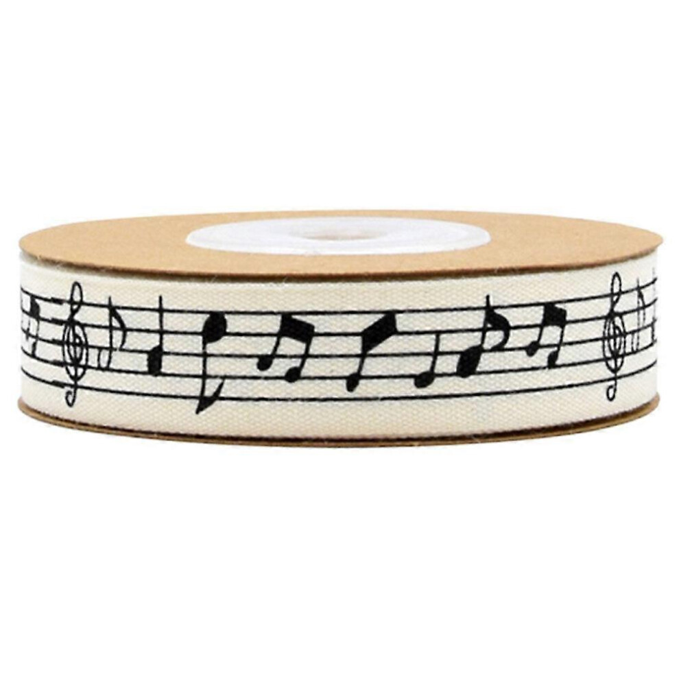 Kricely (As Show, One Size) 1 Roll 10M Music Character Printed Ribbons Bow-Knot Making Cotton Ribbon Supplies For Party Packaging Gifts Gardening Flower Wrapp