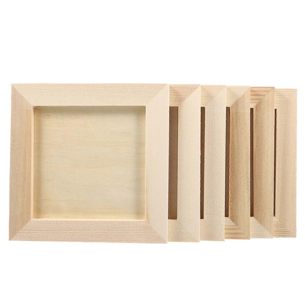 Kricely (As Show, One Size) 6Pcs Diy Blank Wooden Photo Holders Children Diy Clay Photo Frames For Home
