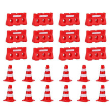 (As show, One size) 24pcs Mini Traffic Cones Fences Traffic Road Signs Playset Traffic Cones Toys