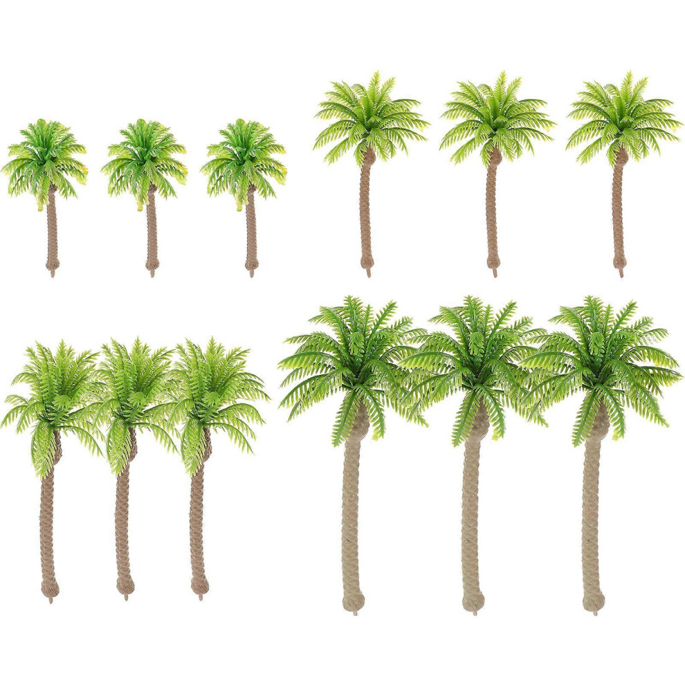 Kricely (As Show, One Size) 12Pcs Train Scenery Landscape Trees Miniature Palm Trees Architecture Building Diy Trees
