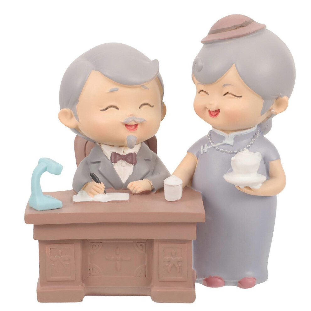 Kricely (As Show, One Size) Loving Elderly Couple Figurine Grandfather And Grandmother Resin Figurine Table Couple Ornament