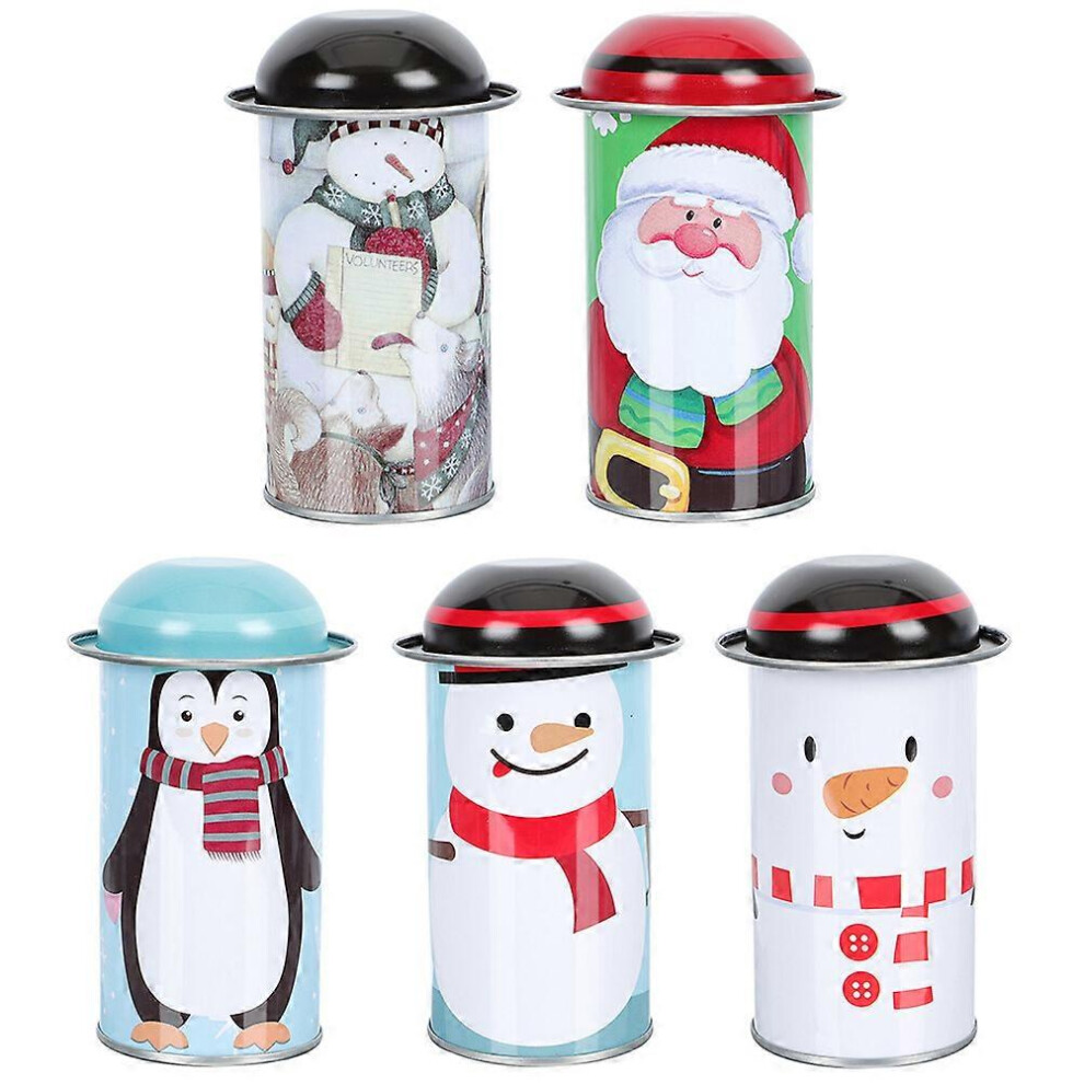 Kricely (As Show, One Size) 5Pcs Cartoon Tea Leaves Tin Decorative Candy Box Tinplate Box Xmas Candy Cookie Box