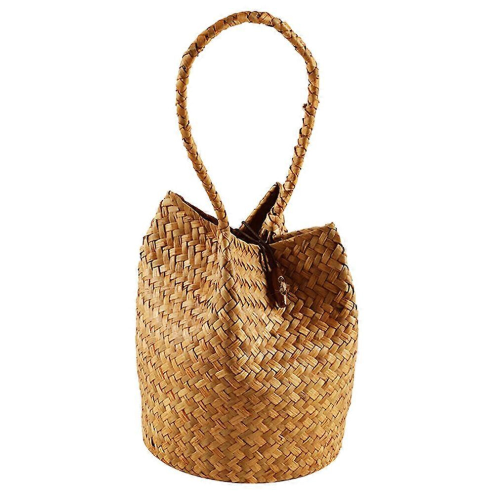 Kricely (As Show, One Size) Woven Straw Favor Gift Bag Portable Gift Pouch Retro Summer Beach Bag Hanfu Photo Prop