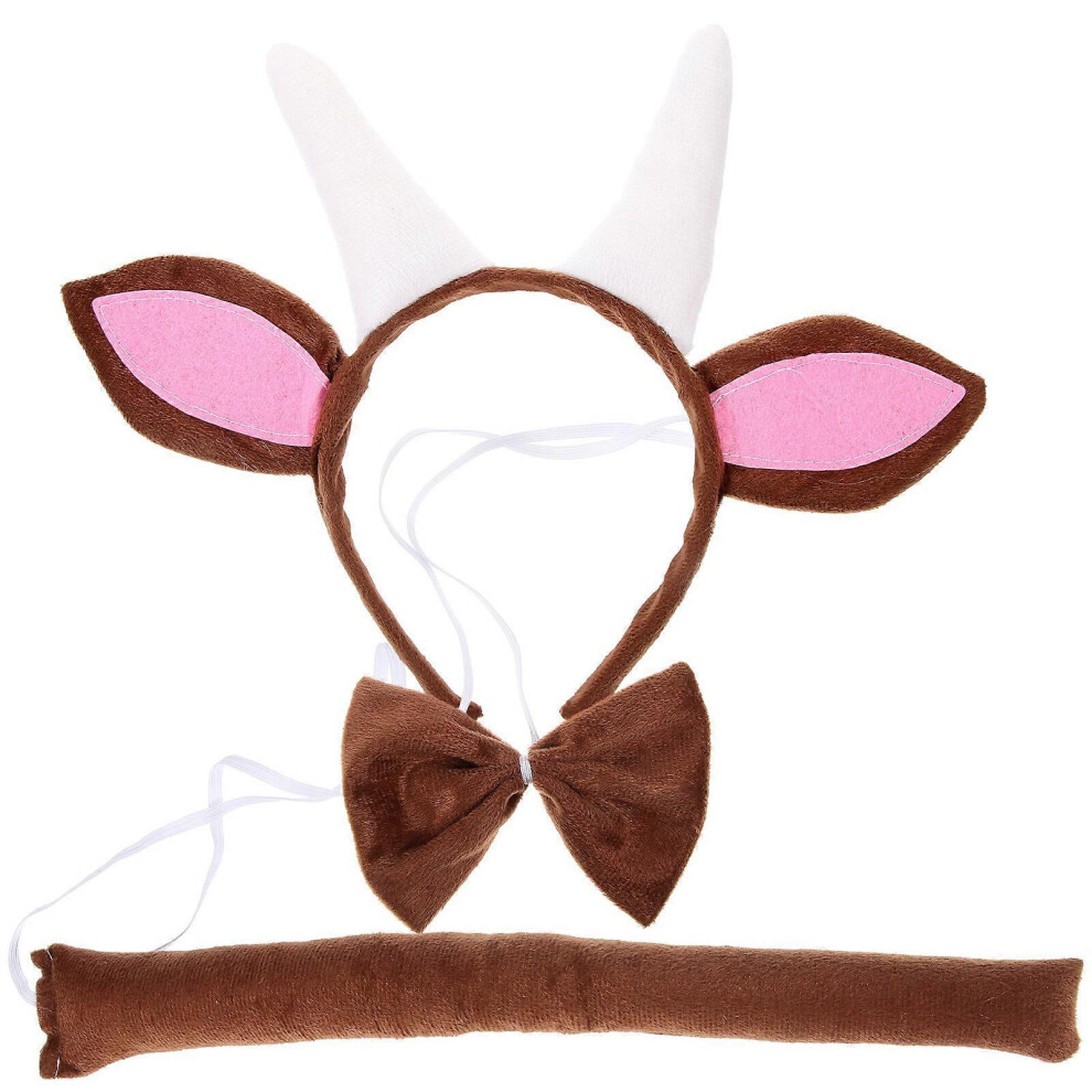 Kricely (As Show, One Size) 1 Set Animal Headband Cosplay Tail And Bowtie Set Goat Costume Accessories For Cosplay Party