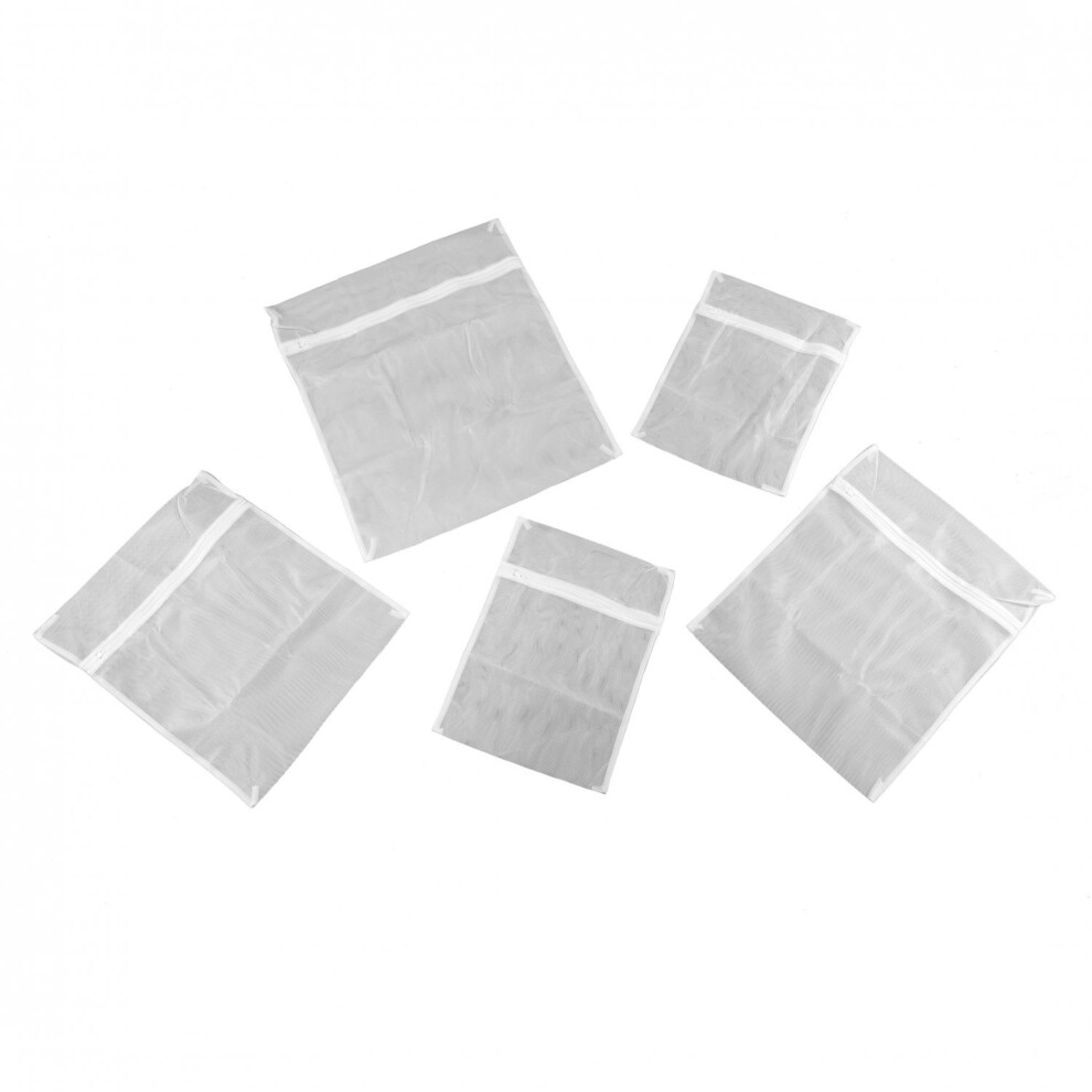 Oypla Pack of 5 White Mesh Zipper Laundry Washing Bags 3 Sizes