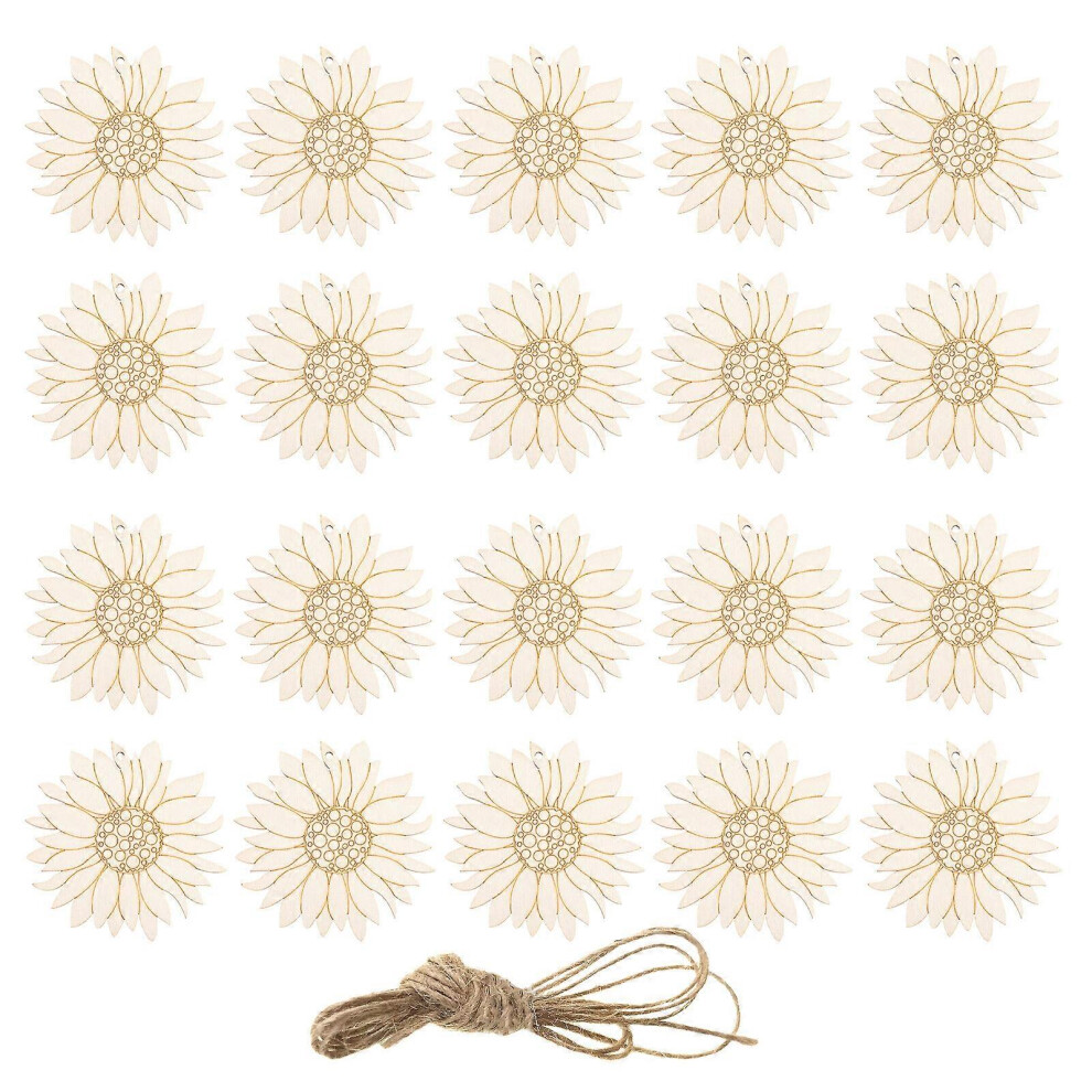 Kricely (As Show, One Size) 2 Sets Of Wood Flowers Crafts Wood Flower Pieces Wooden Flowers Cutouts Painting Wood Slices