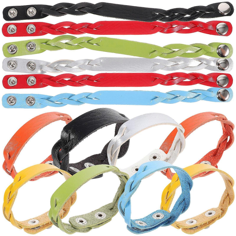 Kricely (As Show, One Size) 14Pcs Braid Bracelet Engraving Bracelet Leather Bracelet Blank Engraving Bracelet Crafting Bracelet
