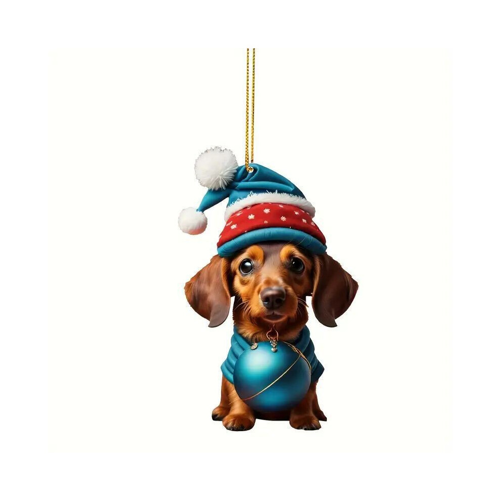 (1)Décoration de chien de Noël acrylique ludique idéale pour ornement de voiture unique idées cadeaux