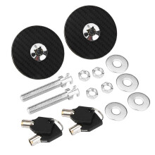 (As show, One size) Car Universal Carbon Fiber Style Engine Hood Cover Lock Key Pin Kit Quick Latch Release