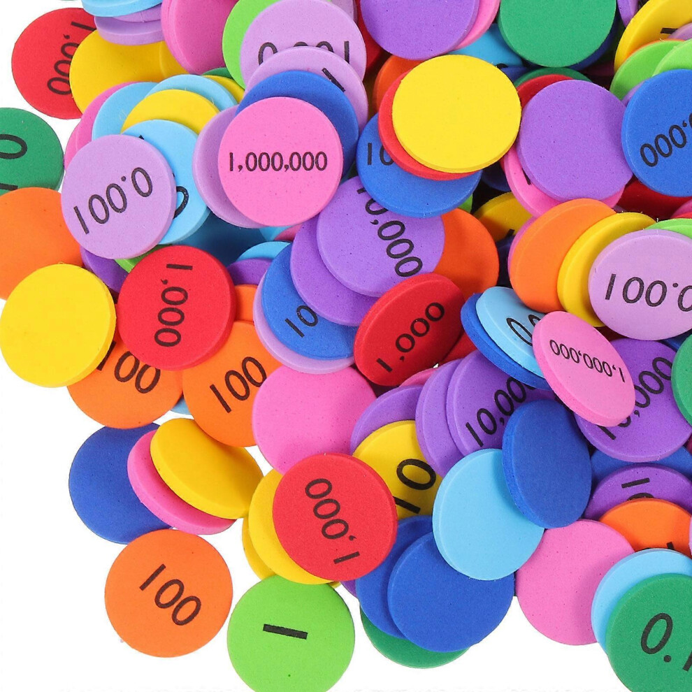 Kricely (As Show, One Size) 160Pcs Place Value Disks Arithmetic Round Disks Numbers Place Disks Eva Math Number Disks