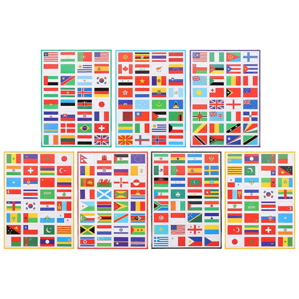 Kricely (As Show, One Size) 7 Sheets Of Country Stickers Football Flag Stickers Pvc Sticker For School (Mixed Styles)