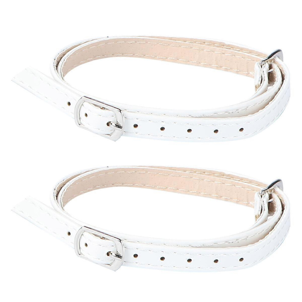 Kricely (White, One Size) 1Pair Woman Faux Leather High Heel Shoelace Anti-Drop Cross Shoe Straps
