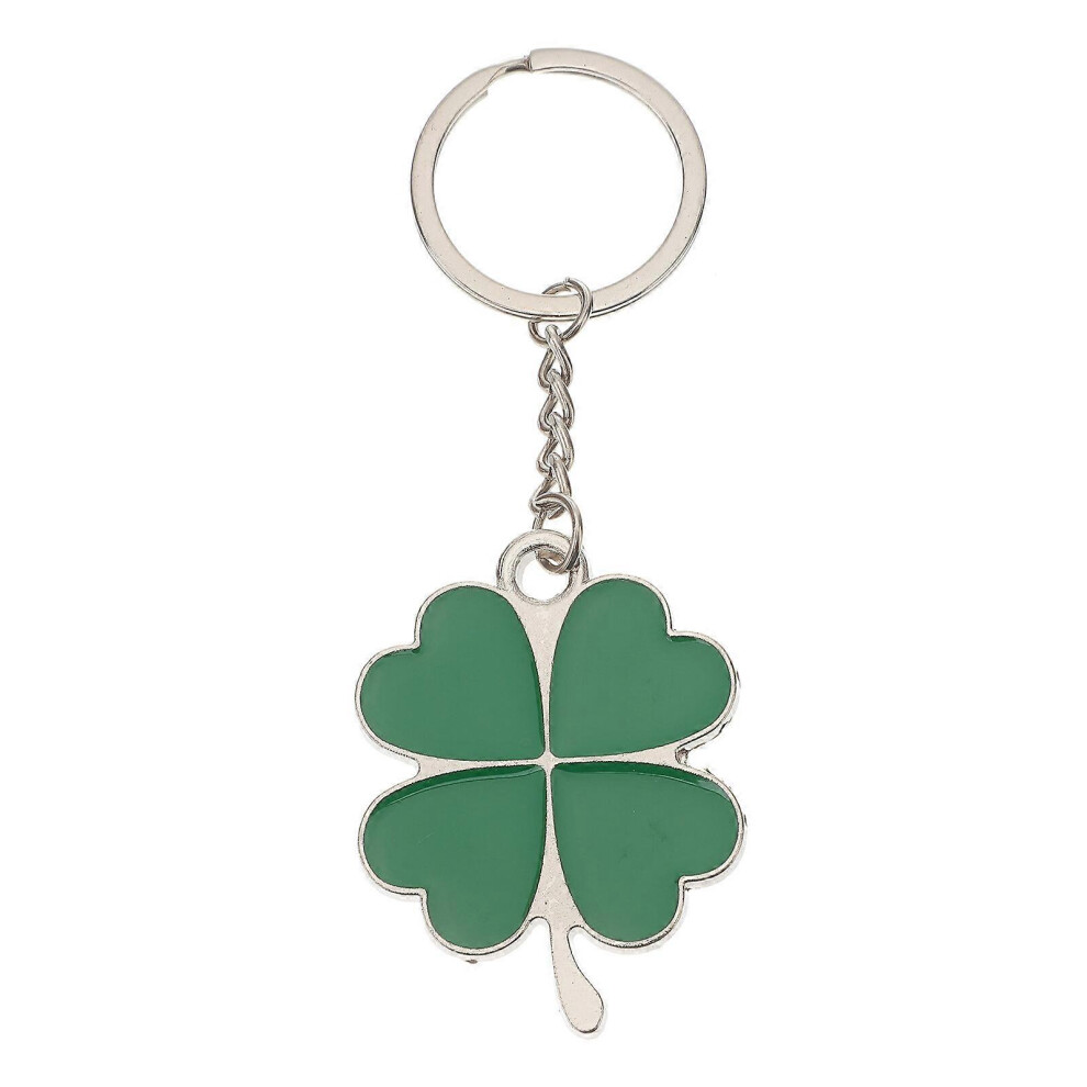 Kricely (As Show, One Size) Four-Leaf Clover Fortune Keychain Shamrock Sparkling Charm Keyring St.patrick Day Gift